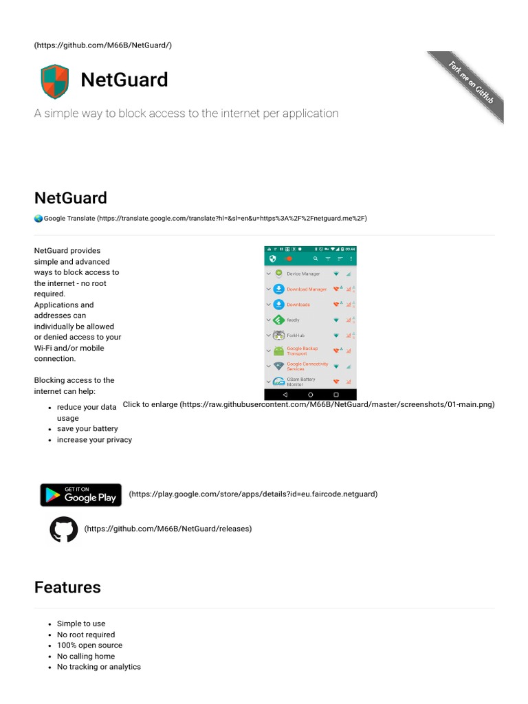 NetGuard - A Simple Way To Block Access To The Int | PDF | Internet ...