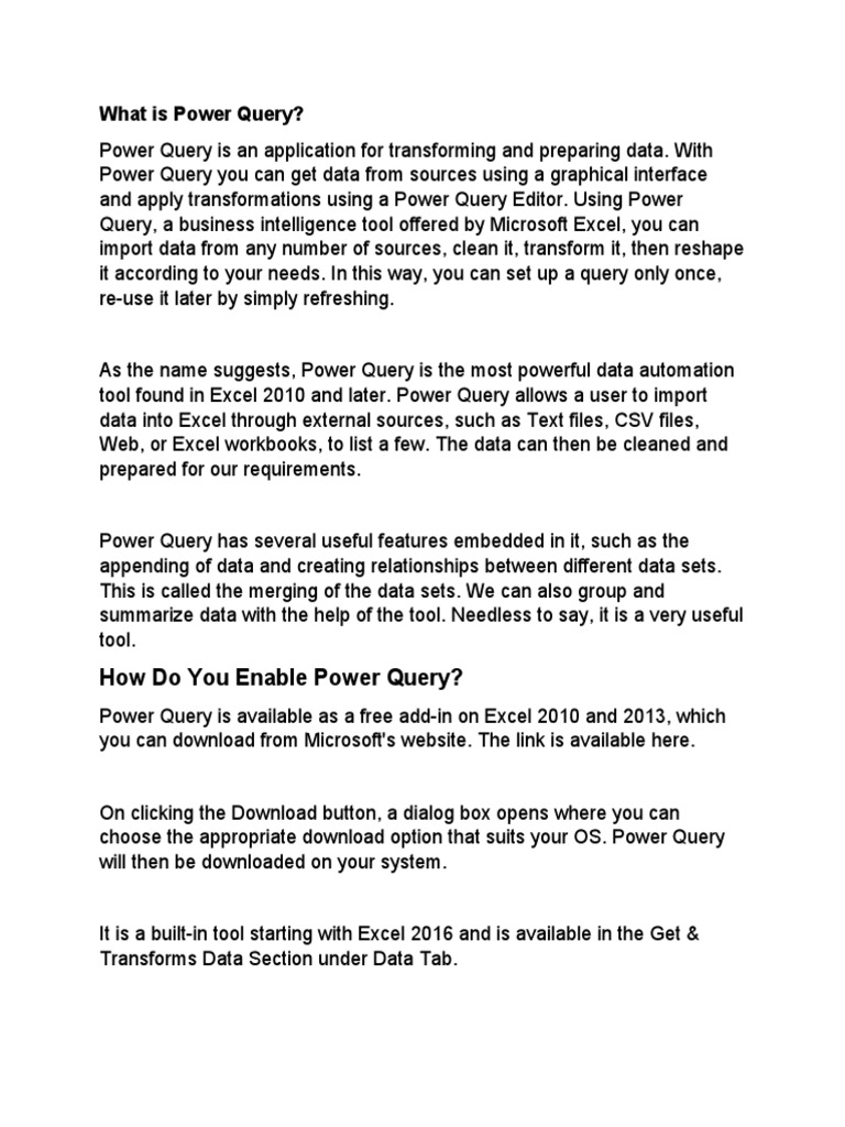 What is power query pdf microsoft excel microsoft sql server