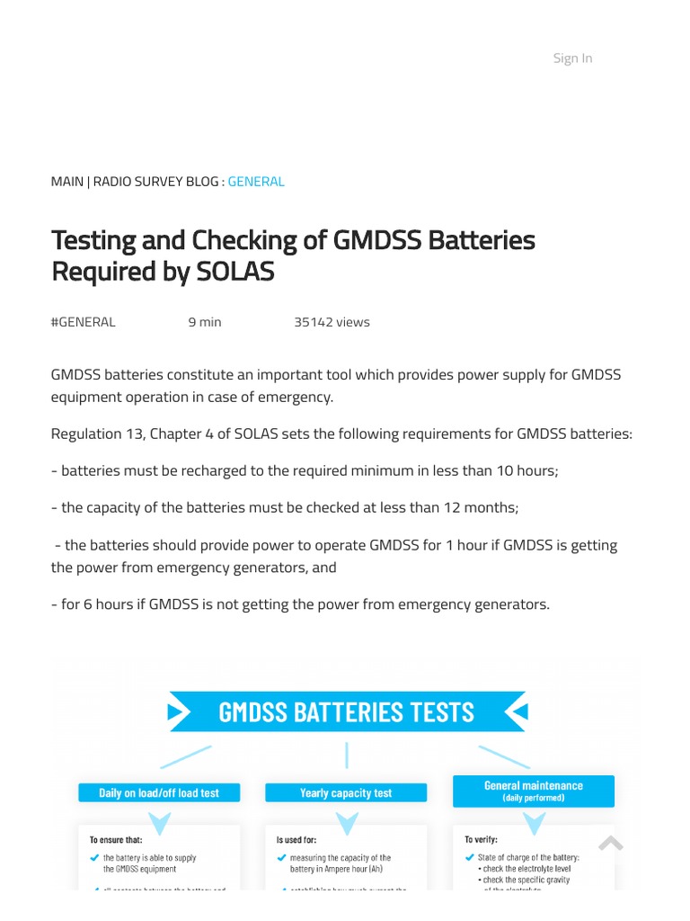 Testing and Checking of GMDSS Batteries Required by SOLAS. GMDSS Radio
