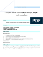 Syllabus de Cours Histoire Et Concept de La Logistique - Stephane Yomi