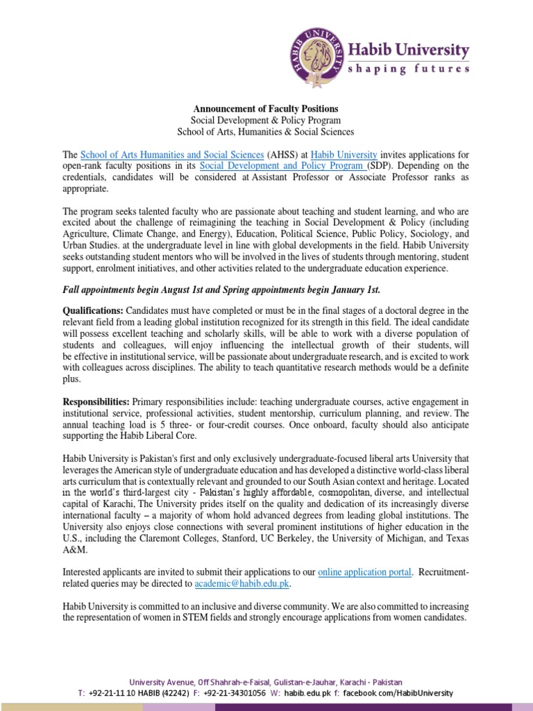 FacultyPositionsforSocialDevelopmentPolicy PDF