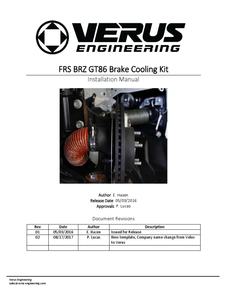 FRS BRZ Brake Kit Install Rev. 2 Verus PDF