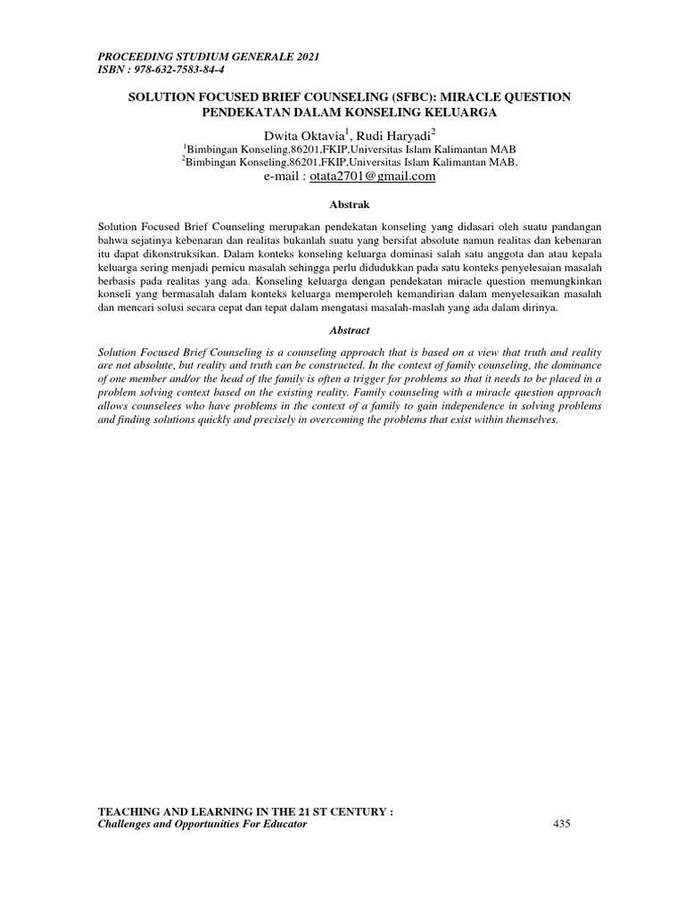 Teknik Miracle Question dalam Konseling | PDF