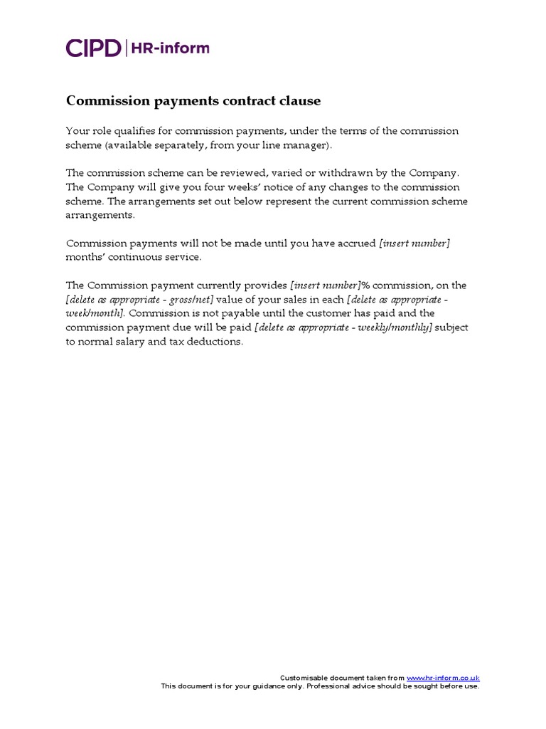 Commission Payment Terms Overview | PDF | Career & Growth