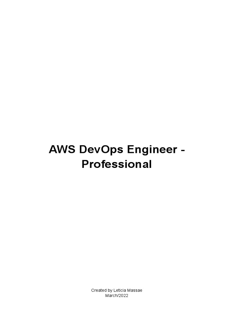AWS DevOps Professional [DOP-C01] - Notes | PDF