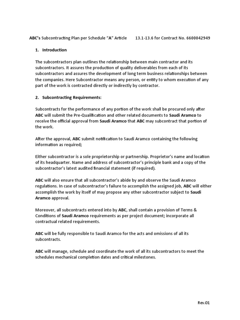 ABC Subcontracting Plan Overview | PDF | Government Procurement In The ...