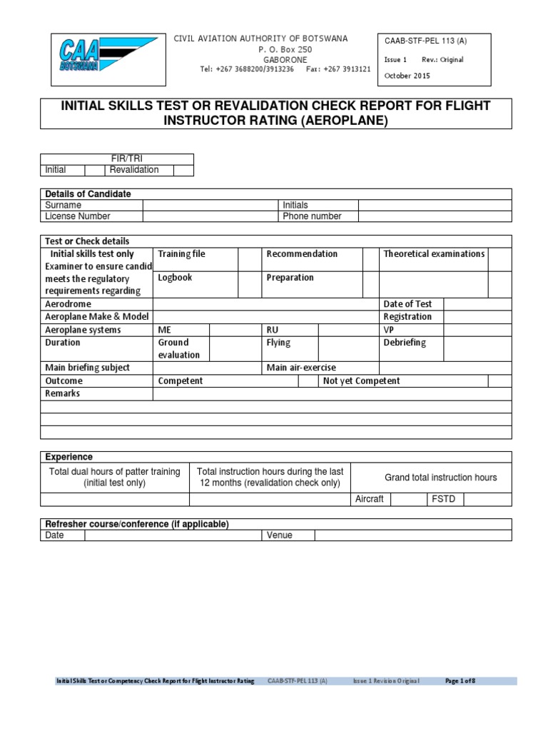 Flight Instructor Rating Test Report | PDF | Flight Instructor ...