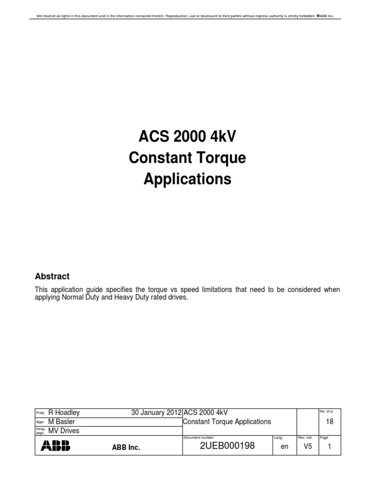 2UEB000198 v5 Constant Torque Applications PDF Electric Motor Torque