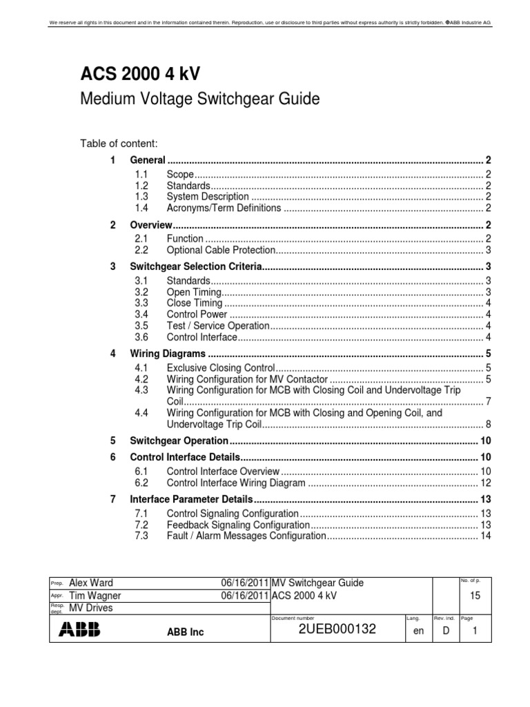 ACS 2000 MV Switchgear Selection Guide | PDF | Power Inverter | Direct ...