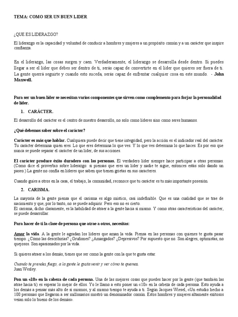 Claves para Ser un Buen Líder | PDF | Liderazgo | Carisma