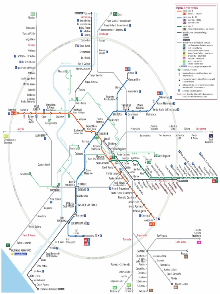 Mappa Metro Ferrovie Metropolitane Roma | PDF