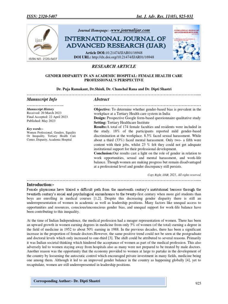 Gender Disparity in Healthcare: Women's Views | PDF | Gender Inequality ...