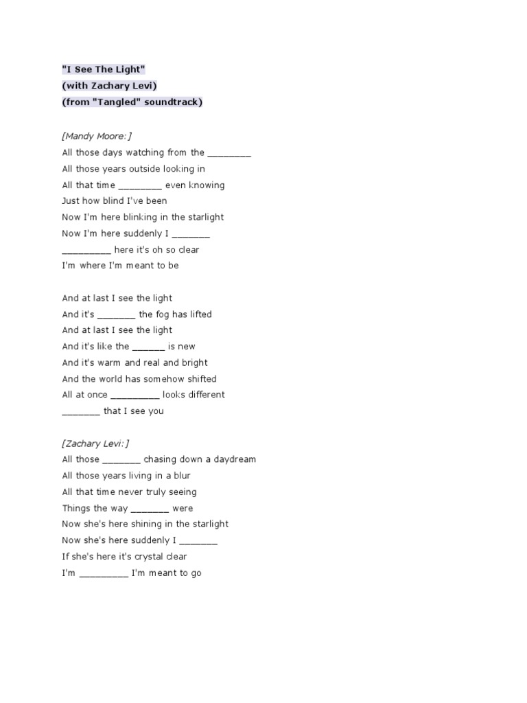 I See The Light - Tangled Lyrics