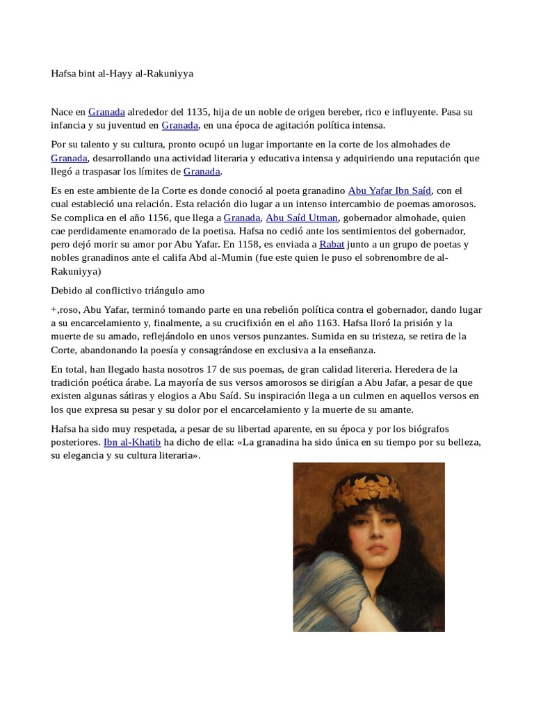 Hafsa al-Rakuniyya: Poeta y Educadora | PDF | Historia | Clásicos