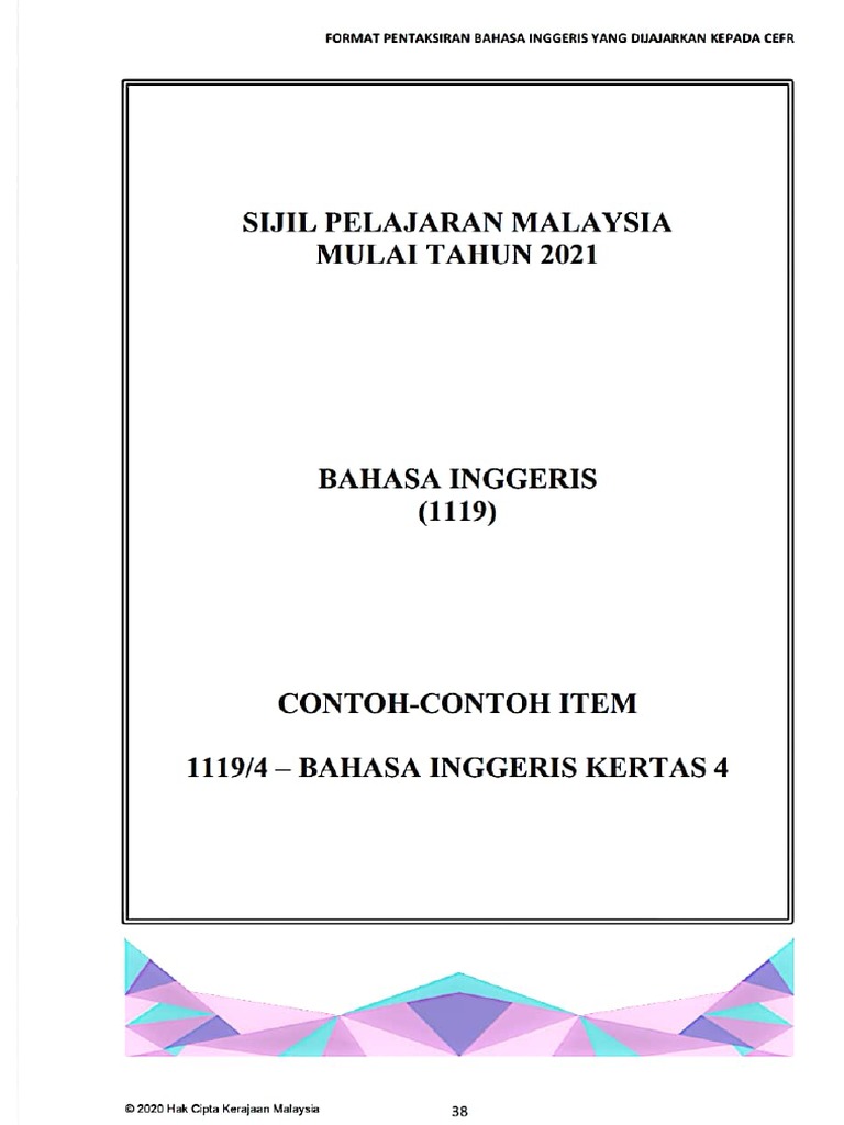 Lpm 2021 Buku Format Spm Sample Listening Test Pdf