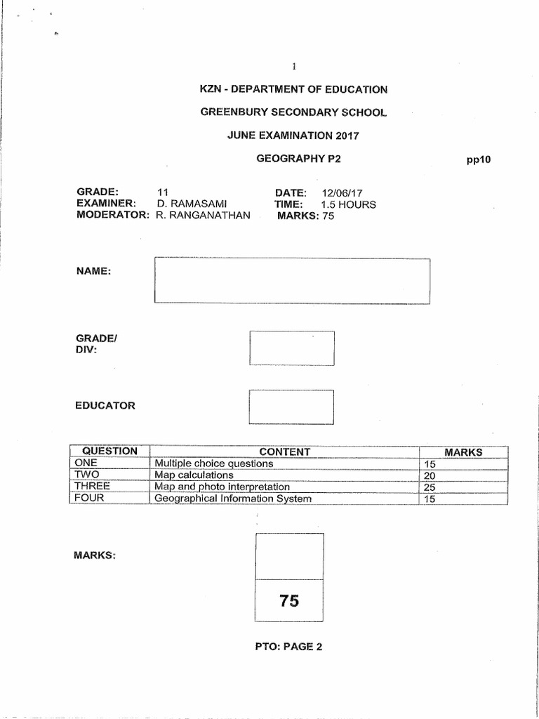 Geography June p2 QP and Memo 1 PDF