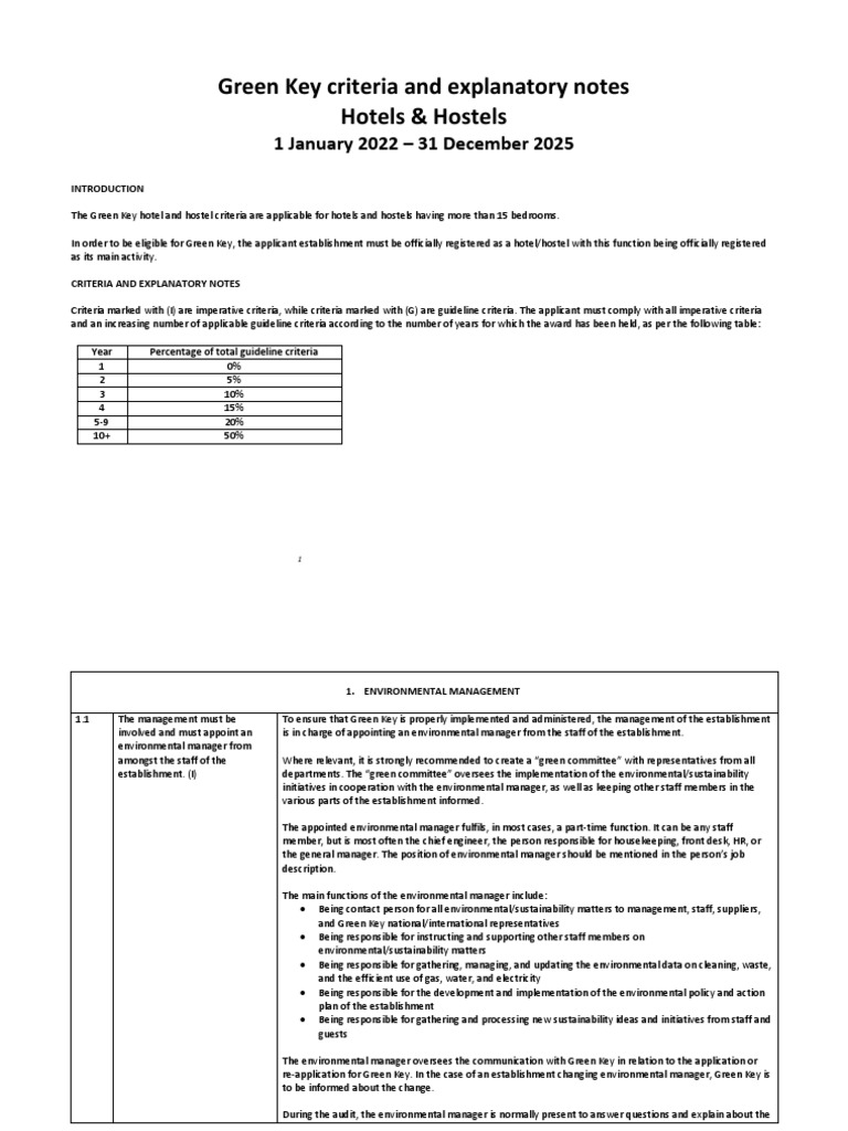 Green Key Criteria and Explanatory Notes Hotels & Hostels: 1 January ...