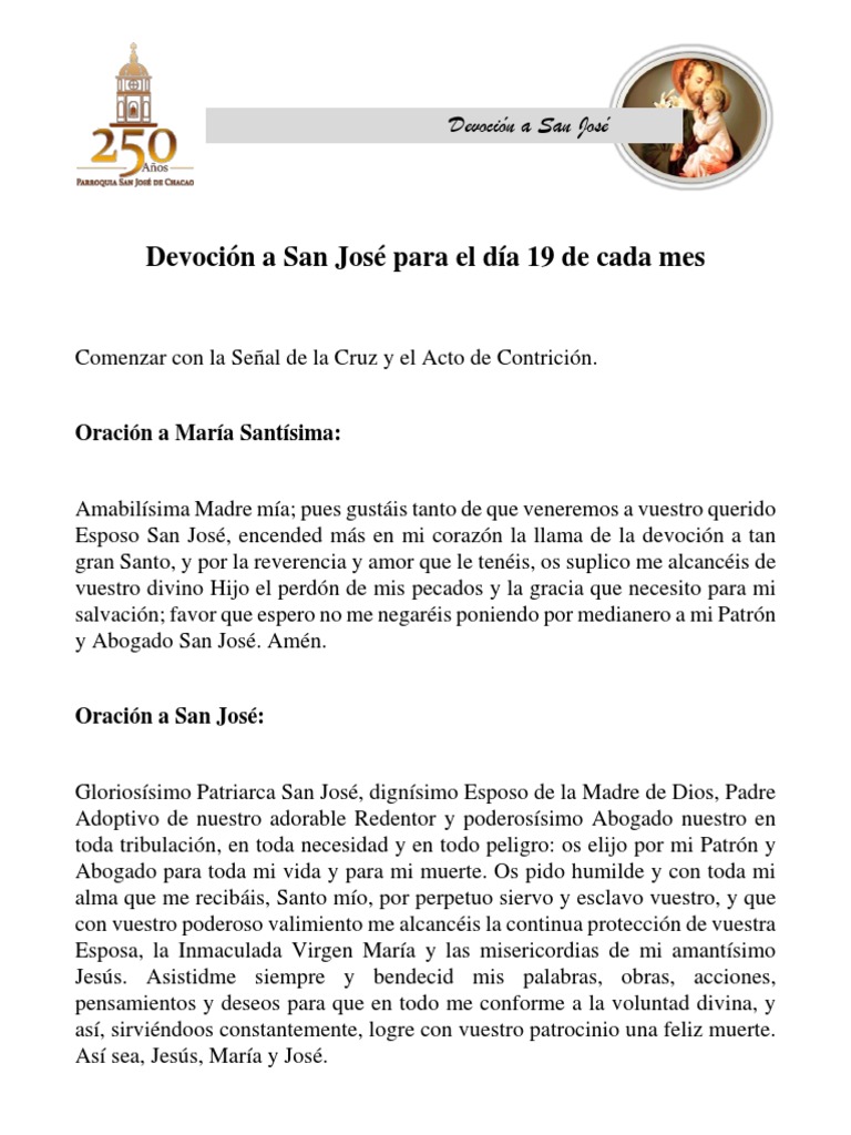 Devoción A San José para El Día 19 de Cada Mes | PDF | María, madre de ...