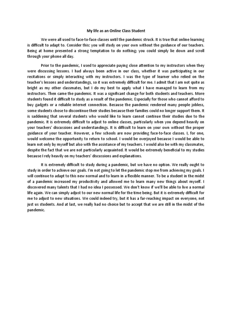 My life as an online class student pdf educational technology
