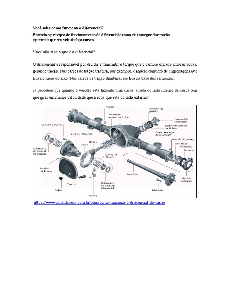 Funcionamento do Diferencial Automotivo | PDF