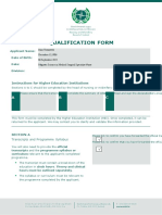 QUALIFICATION FORM Magister in Nursing