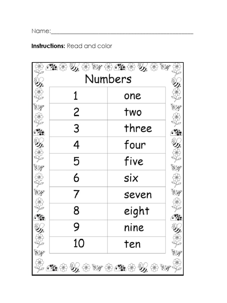 1B_Ingles_Colorear los números | PDF