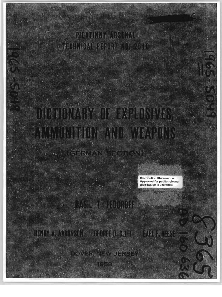 PATR 2510 Dictionary of Explosives Ammunition and Weapons