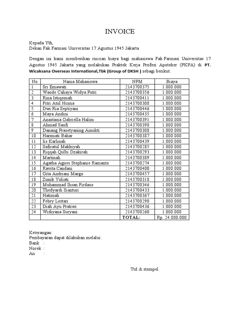 Invoice PKC Palmera | PDF