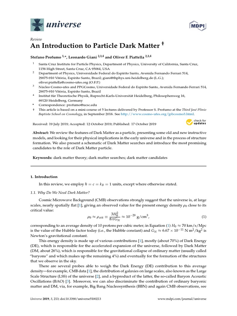 Introduction to Particle Dark Matter | PDF | Dark Matter | Universe