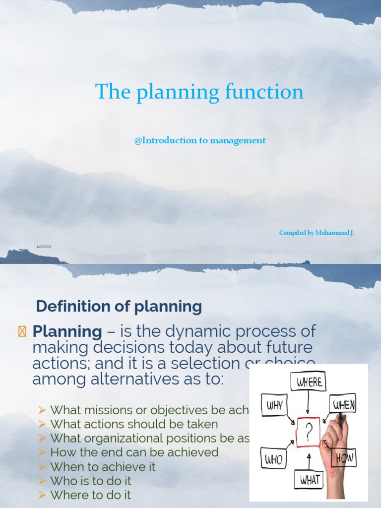 Planning Function | PDF | Goal | Policy