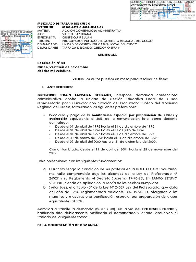 Sentencia Primera | PDF | Jurisdicción | Salario