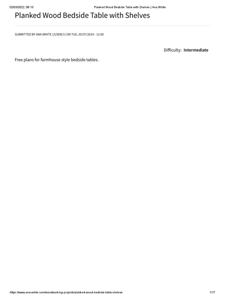 Planked Wood Bedside Table With Shelves Ana White PDF Woodworking