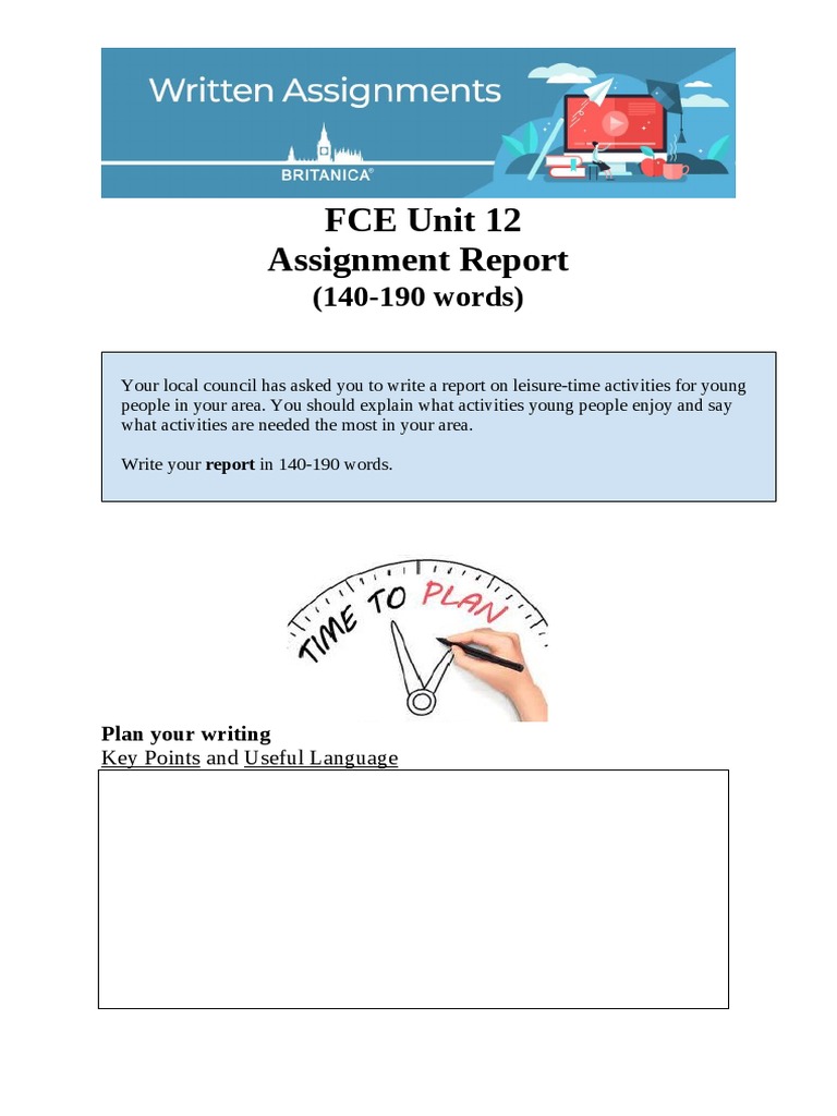 FCE Unit 12 Assignment Report | PDF | Hobbies | Leisure