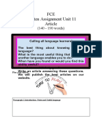 FCE Unit 11 Written Assignment - An Article