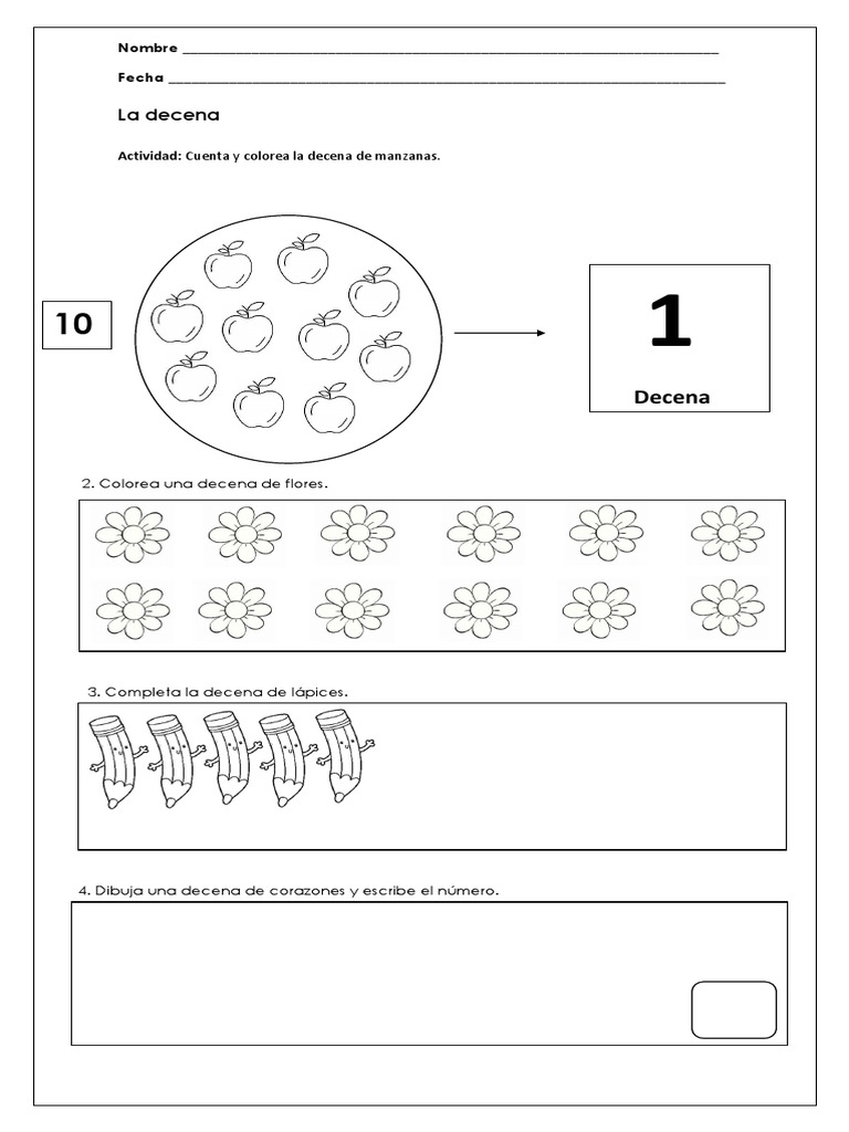 Actividades de la Decena para Colorear | PDF