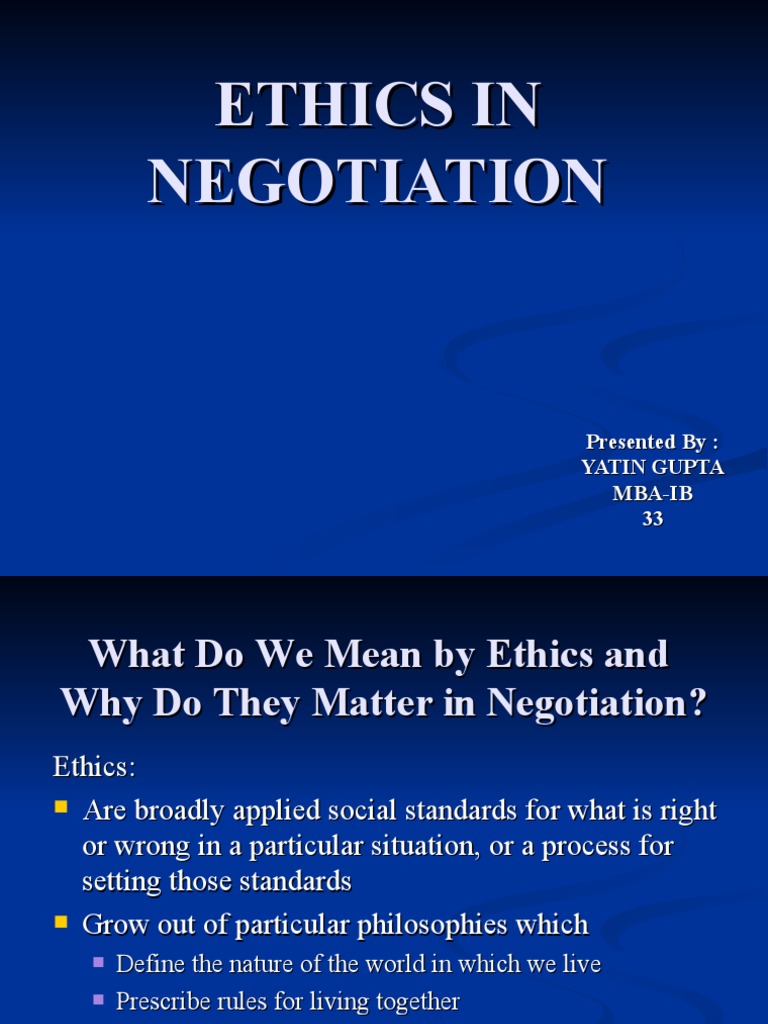 Ethics In Negotiation Pdf