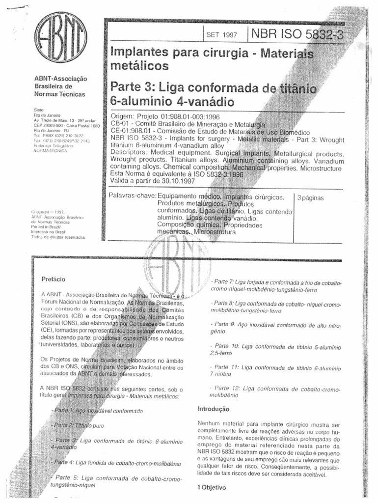 ABNT NBR ISO 5832-3 | PDF