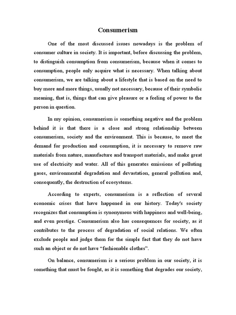 The Impact of Consumerism | PDF | Lifestyle