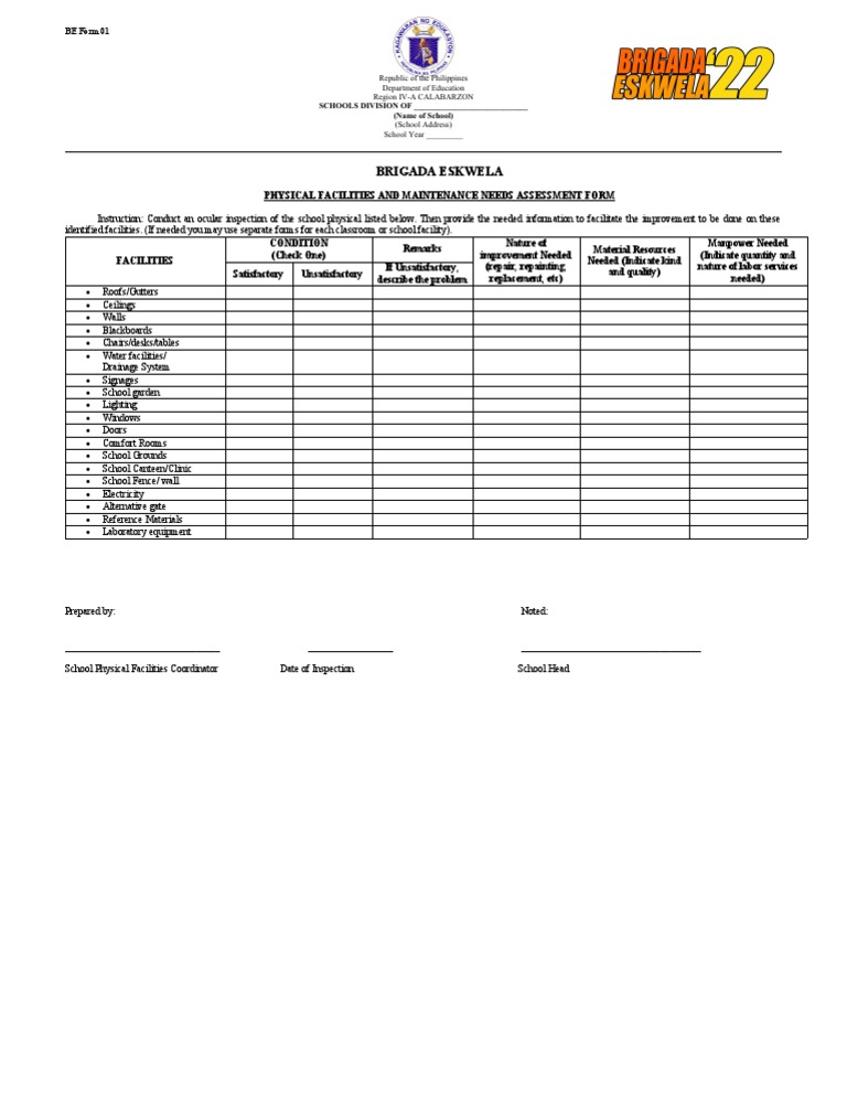 Be Form 1 Sample