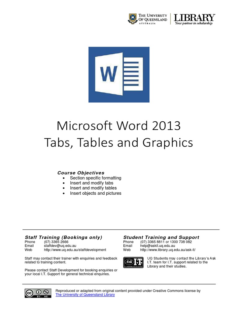 Microsoft Word 2013: Tabs and Tables Guide | PDF | Microsoft Word ...