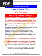 NIOS Class 10 PSYCHOLOGY (222) TMA