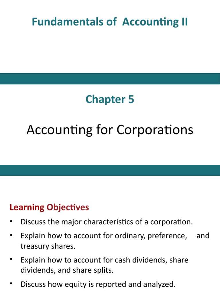 Chapter Five Accounting For Corporations Pdf Stocks Treasury Stock