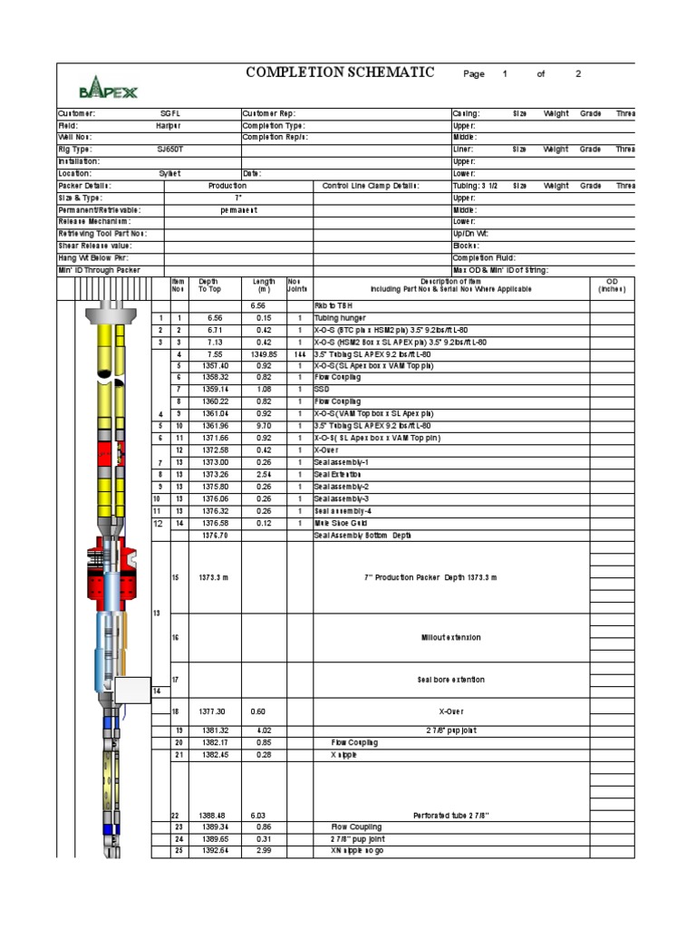 Completion Schematic Sylhet 08 1 | PDF