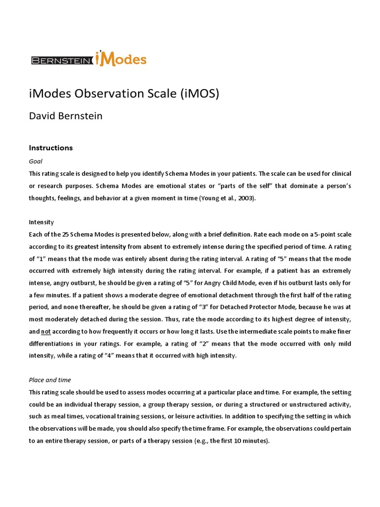 Imodes Observation Scale iMOS Male | PDF