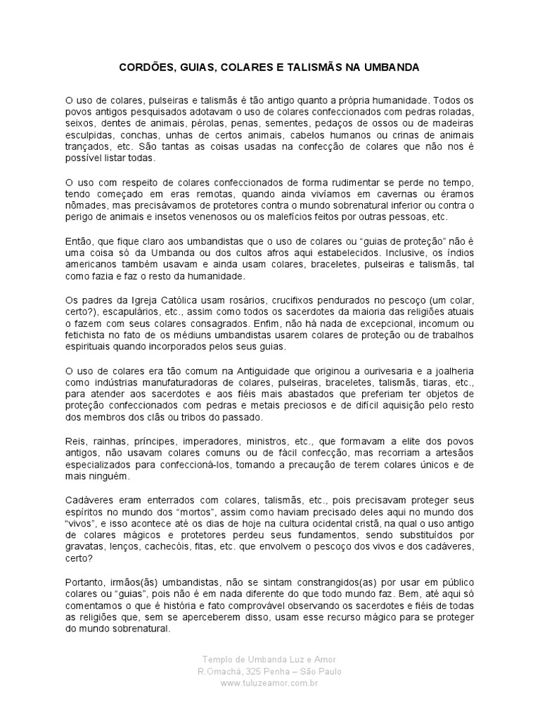 Colares e Talismãs na Umbanda: Significados | PDF | Vermelho
