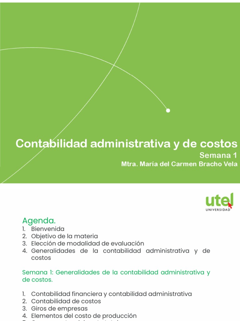Contabilidad Administrativa Y De Costos Semana 1 Pdf