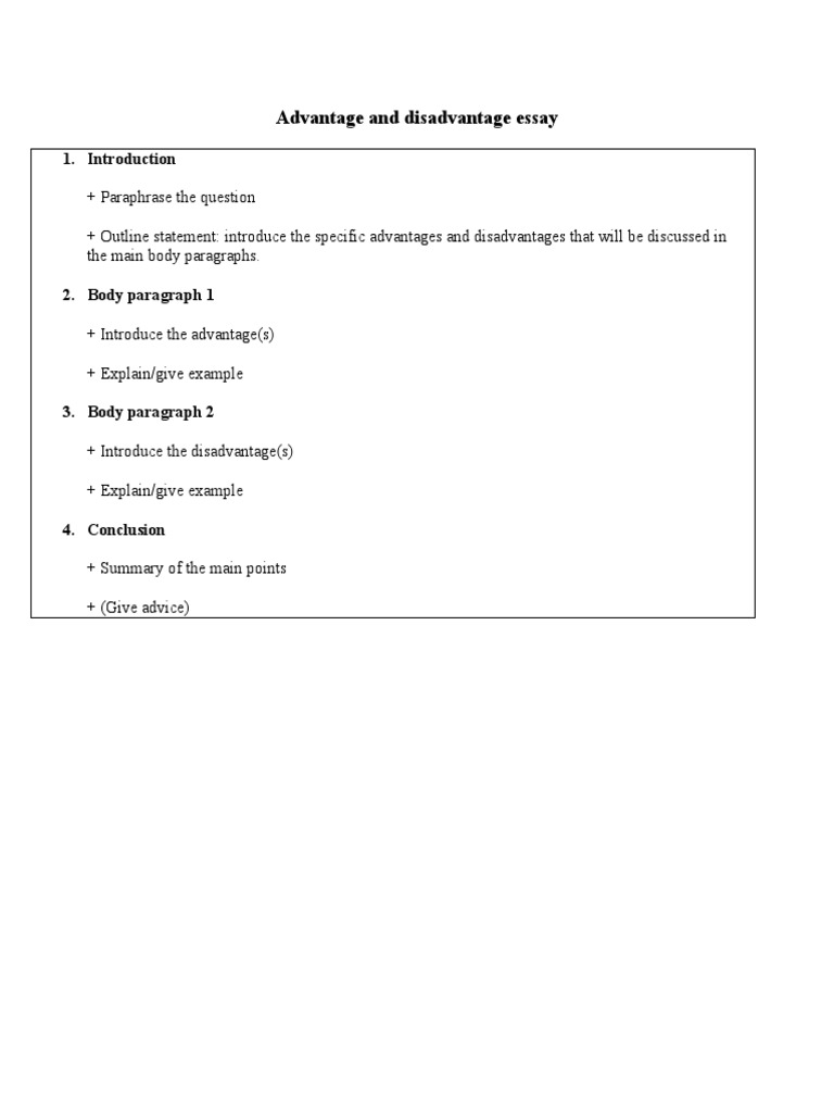 Advantage and Disadvantage Essay | PDF