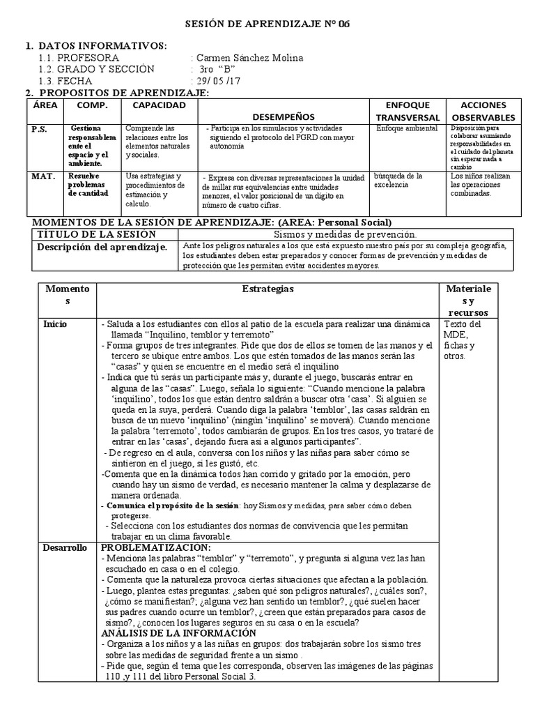 11 SESION DE APRENDIZAJE Del 29 Al 02 de Junio | PDF | Contaminación ...