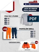 Lista de Precio Ropa Nacional