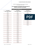 22 23 (Provisional) Personas Que Han Perdido El Derecho A Realizar Las Pruebas